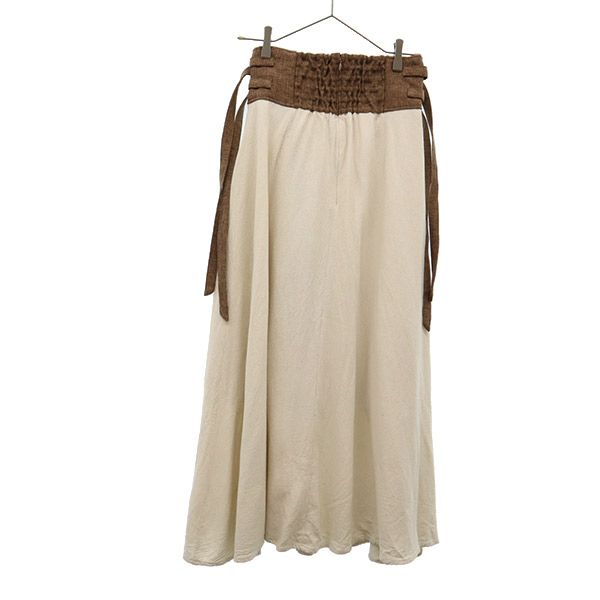 dxuly. ハディクリー ハイウエスト ロングスカート ブラウン×ベージュ レディース