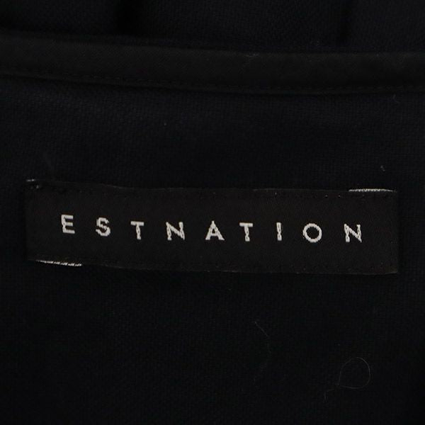 エストネーション 長袖 ノーカラー シャツワンピース M ブラック ESTNATION レディース