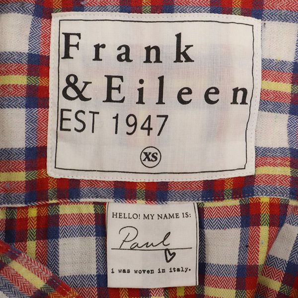 Frank&Eileen フランクアンドアイリーン USA製 チェック 長袖 シャツ XS レッド メンズ
