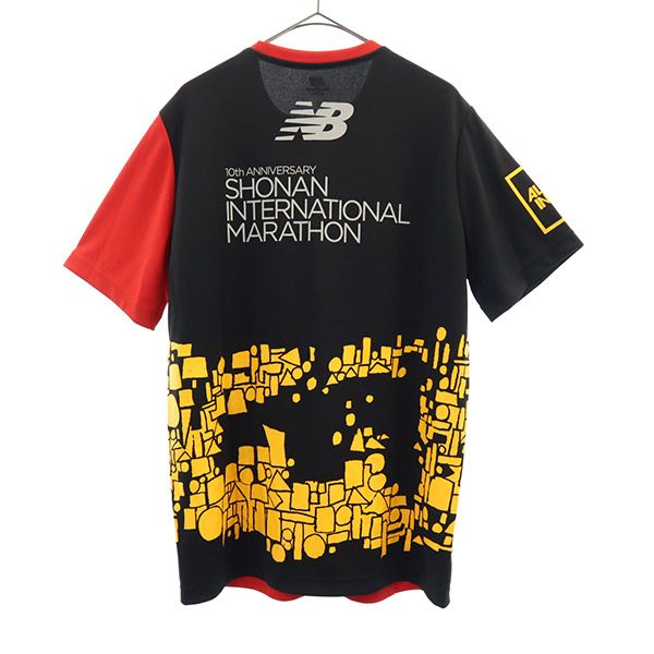 ニューバランス 10th ANNIVERSARY SHONAN INTERNATIO NAL MARATHON プリント トレーニング 半袖 シャツ M レッド NEW BALANCE メンズ