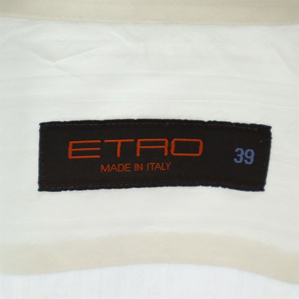 ETRO エトロ イタリア製 総柄 長袖 シャツ 39 ホワイト メンズ