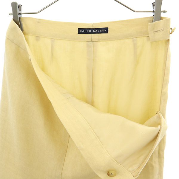 ラルフローレン リネン ミディ丈 タイトスカート 9 ベージュ RALPH LAUREN レディース
