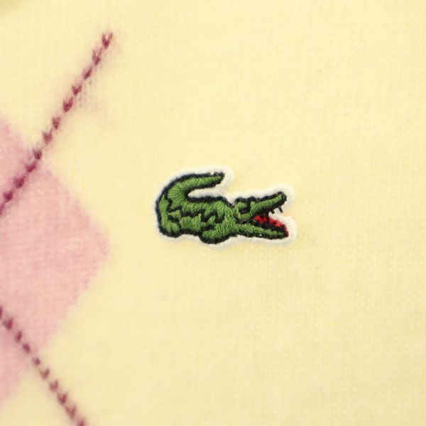 ラコステ ウール アーガイル 長袖 セーター 40 ホワイト LACOSTE ニット レディース