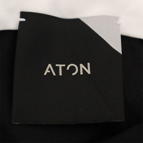 ATON エイトン ウール 裾スリット パンツ 2 ブラック レディース