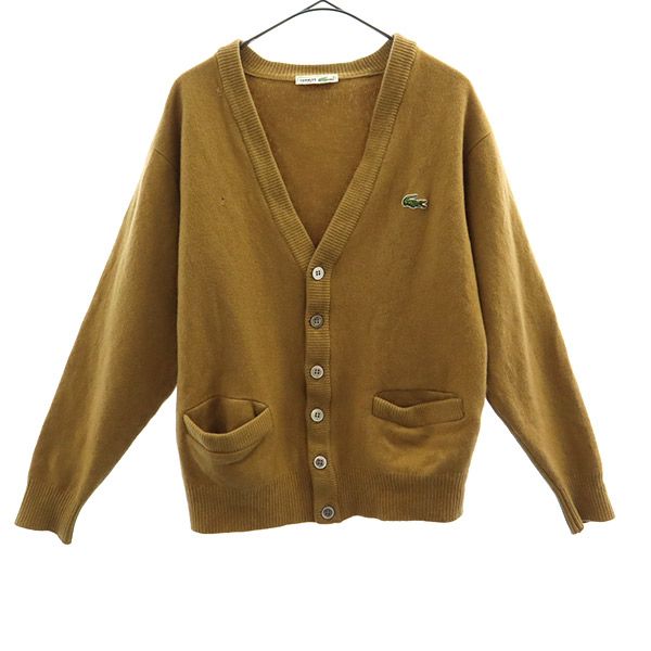 CHEMISE LACOSTE シュミーズラコステ ウール ワッペン 長袖 ニットカーディガン 2 ブラウン メンズ