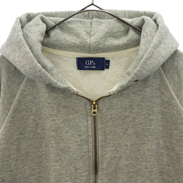 GP ジーピー 刺繍 長袖 ジップパーカー L グレー メンズ