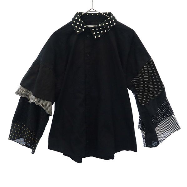 トリト ビームスボーイ ドット 長袖 シャツ 36 ブラック TORI-TO BEAMS BOY レディース
