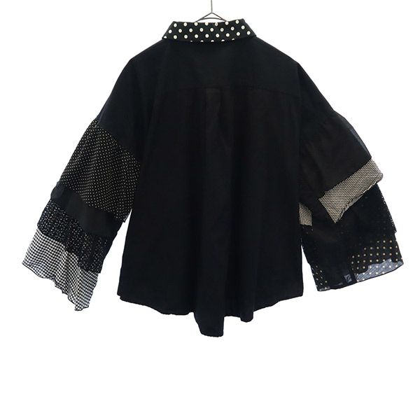 トリト ビームスボーイ ドット 長袖 シャツ 36 ブラック TORI-TO BEAMS BOY レディース