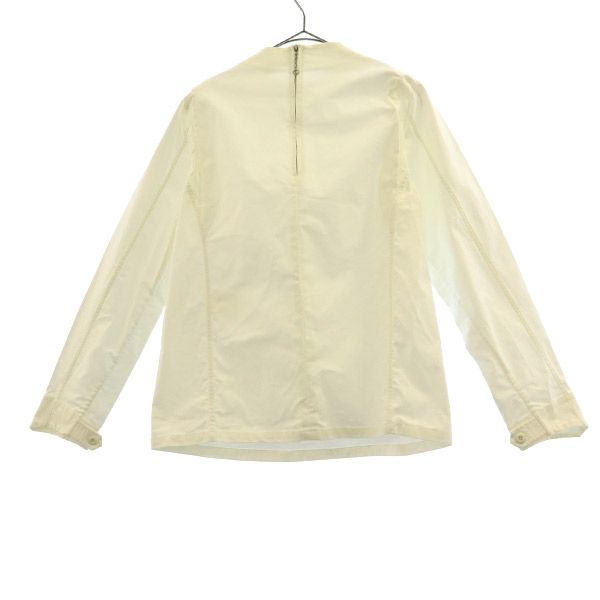 HYKE ハイク 日本製 長袖 ノーカラー シャツ 1 ホワイト レディース