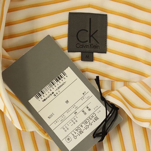 未使用 Calvin klein カルバンクライン ストライプ 長袖 シャツ M メンズ