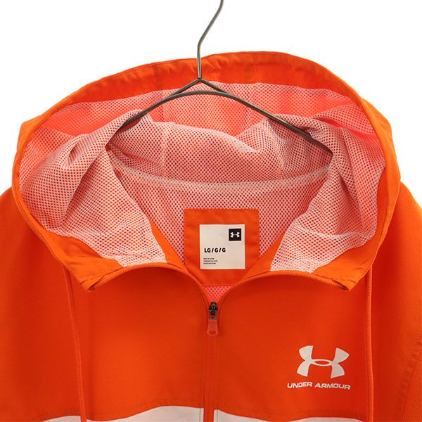 未使用 UNDER ARMOUR アンダーアーマー プリント トレーニング 長袖 ジップパーカー LG オレンジ系 メンズ