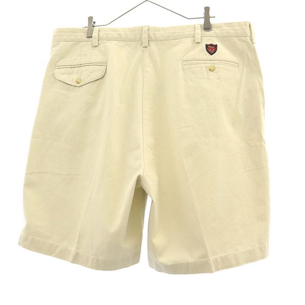 POLO GOLF ポロゴルフ ロゴワッペン ゴルフ タック チノショートパンツ W42 ベージュ ビッグサイズ メンズ