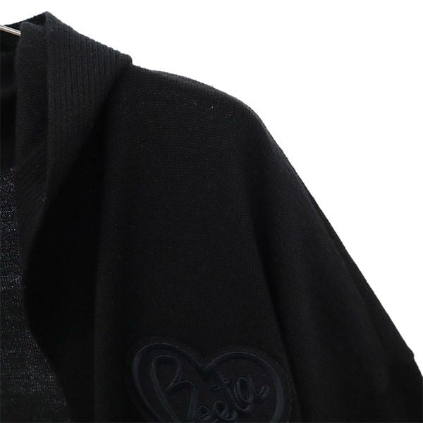 ベータ ウールブレンド ワッペン 長袖 ロング ニットカーディガン 9 ブラック β レディース