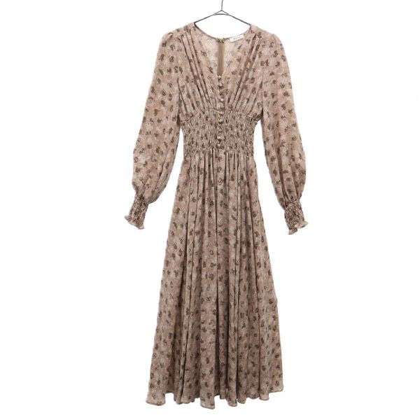 FRAY I.D フレイアイディー 20AW FWFO205233 花柄 長袖 ウエストシャーリングプリント ワンピース 0 ベージュ レディース