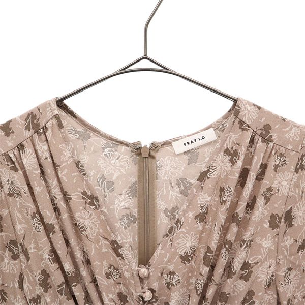 FRAY I.D フレイアイディー 20AW FWFO205233 花柄 長袖 ウエストシャーリングプリント ワンピース 0 ベージュ レディース