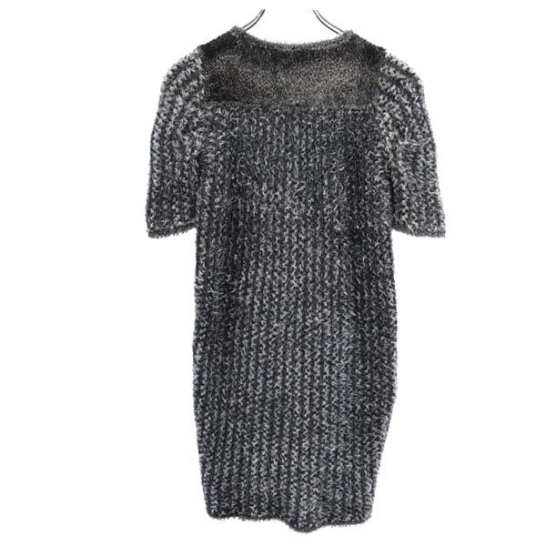 Drawer ドゥロワー ストライプ柄 半袖 ミニワンピース 2 ブラック系 日本製 レディース