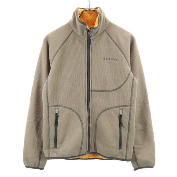 Columbia コロンビア ロゴ刺繍 長袖 カーディナルポインツ ジャケット XS ベージュ リバーシブル アウトドア メンズ