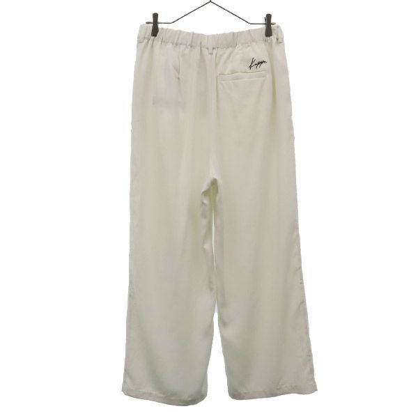 Kappa カッパ ロゴ刺繍 ワイドパンツ L アイボリー レディース