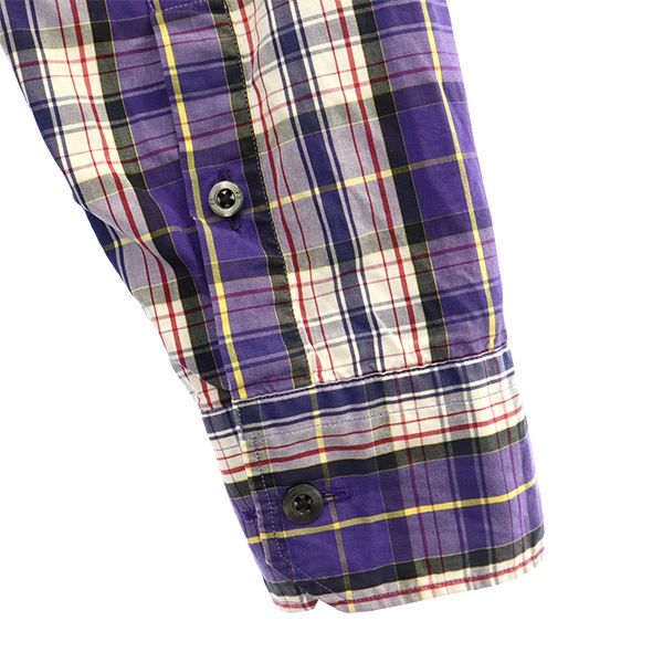 ピーエス ポールスミス 日本製 チェック 長袖 ボタンダウンシャツ M パープル系 PS Paul Smith メンズ