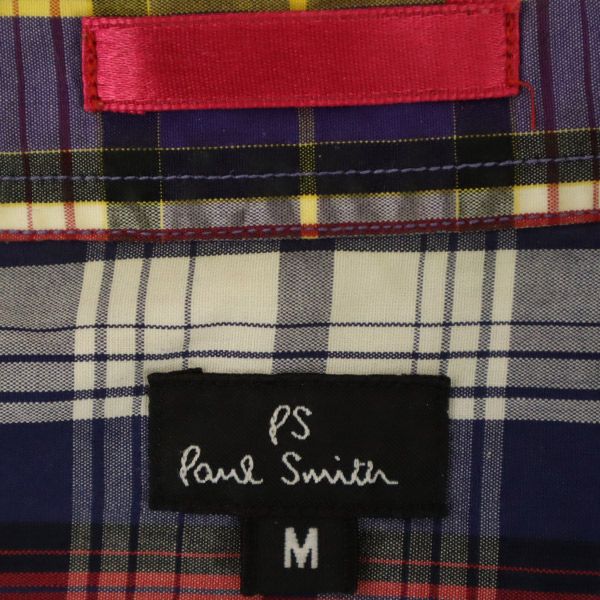 ピーエス ポールスミス 日本製 チェック 長袖 ボタンダウンシャツ M パープル系 PS Paul Smith メンズ