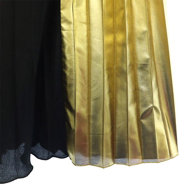 未使用 ENSORCIVET アンソール 切替 ロング丈 切替 プリーツスカート 36 ブラック レディース