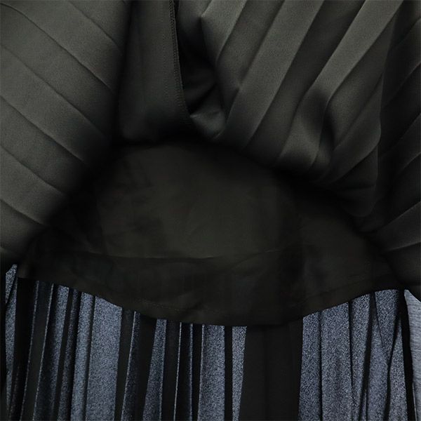 未使用 ENSORCIVET アンソール 切替 ロング丈 切替 プリーツスカート 36 ブラック レディース