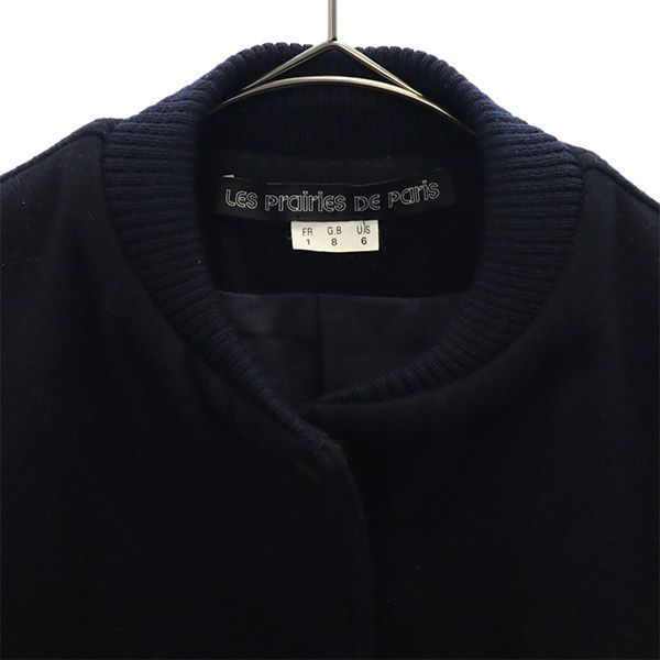 レ プレリード パリ ウールブレンド スタジャン 6 ネイビー LES prairies DE Paris レディース