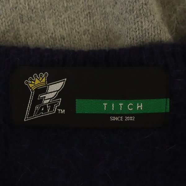 FAT エフエーティー 切替 長袖 ウールブレンド ニット TITCH セーター ロゴ刺繍 メンズ