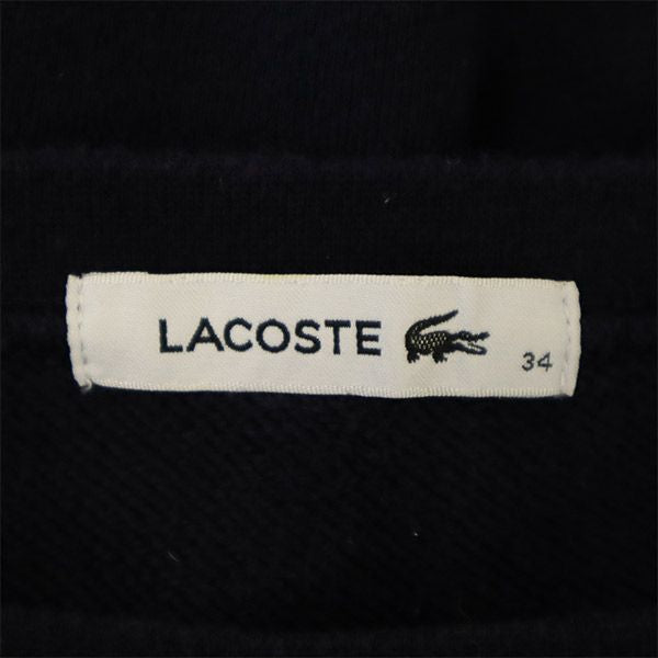 ラコステ ワッペン 長袖 スウェット 34 ネイビー LACOSTE トレーナー ロゴ レディース