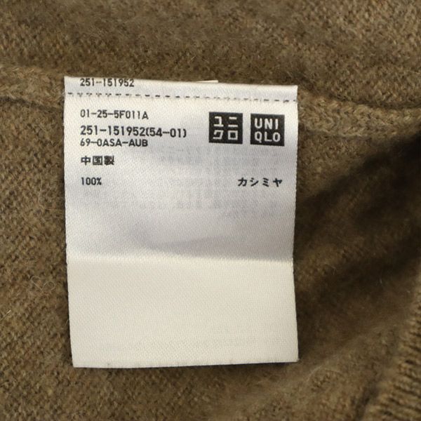 ユニクロ 長袖 カシミヤ100% ニット M ブラウン UNIQLO Vネック セーター レディース