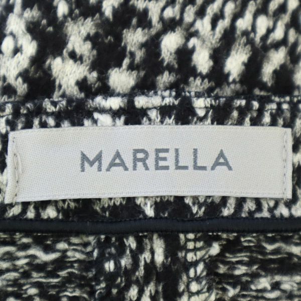 MARELLA マレーラ 総柄 5分袖 ウールブレンド 膝丈ワンピース 42 ブラック レディース