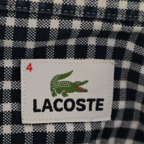 ラコステ チェック 長袖 シャツ 4 ネイビー LACOSTE レギュラーカラー ロゴワッペン メンズ