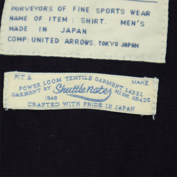 シャトルノーツ 日本製 長袖 コットンシャツ M ネイビー Shuttle notes ユナイテッドアローズ メンズ