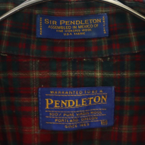 PENDLETON ペンドルトン チェック 長袖 ウール100％ ボタンダウンシャツ M メンズ