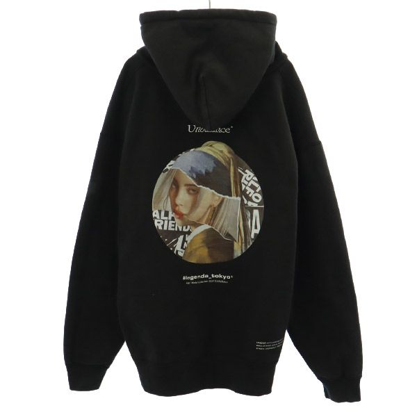 LEGENDA レジェンダ ロゴ刺繍 長袖 スウェットパーカー F ブラック プルオーバー トレーナー メンズ