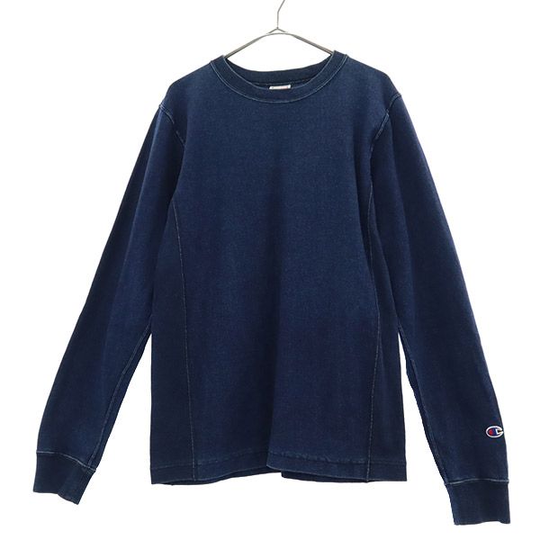 チャンピオン リバースウィーブ ロゴワッペン 長袖 Tシャツ MEDIUM ネイビー Champion メンズ