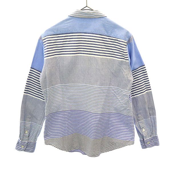 Nigel Cabourn ナイジェルケーボン 日本製 ボーダー 長袖 レギュラーカラー コットンシャツ 38 ブルー系 レディース