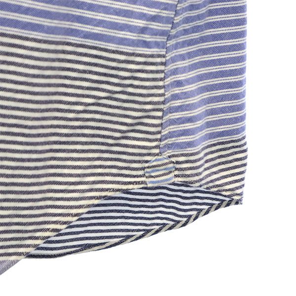 Nigel Cabourn ナイジェルケーボン 日本製 ボーダー 長袖 レギュラーカラー コットンシャツ 38 ブルー系 レディース