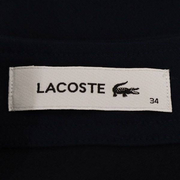 ラコステ 切替 7分袖 膝丈ワンピース 34 ネイビー LACOSTE ロゴ刺繍 レディース