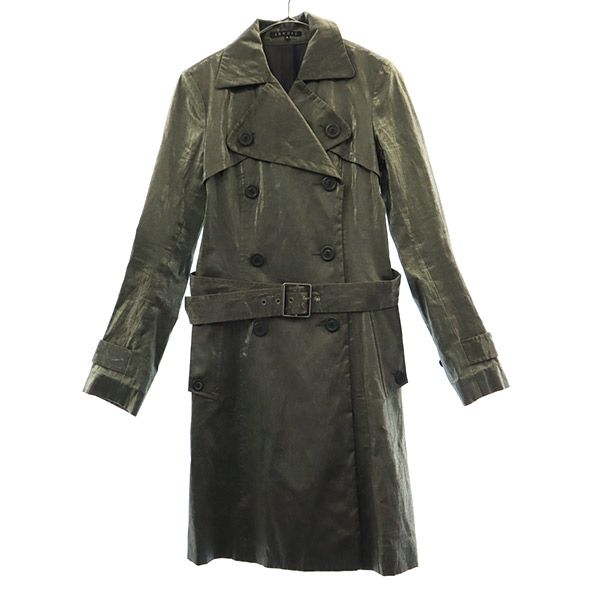 theory セオリー リネン100％ ダブルブレスト トレンチコート 4 グレー レディース