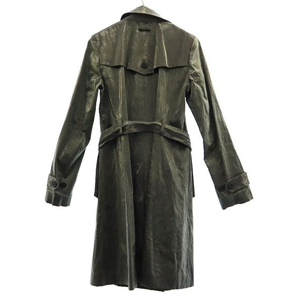 theory セオリー リネン100％ ダブルブレスト トレンチコート 4 グレー レディース