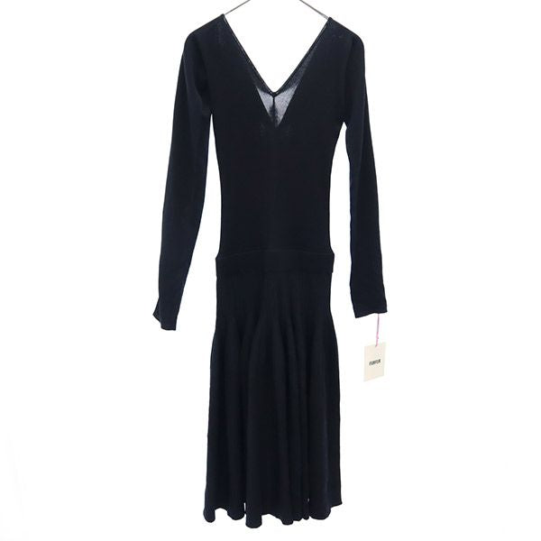 未使用 furfur ファーファー 長袖 膝丈ワンピース F ネイビー RWN0171086 レディース