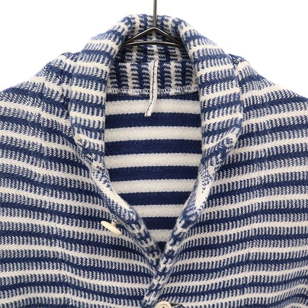 m's braque エムズブラック 日本製 ボーダー ソフトタッチ ジャケット 36 ブルー系 レディース