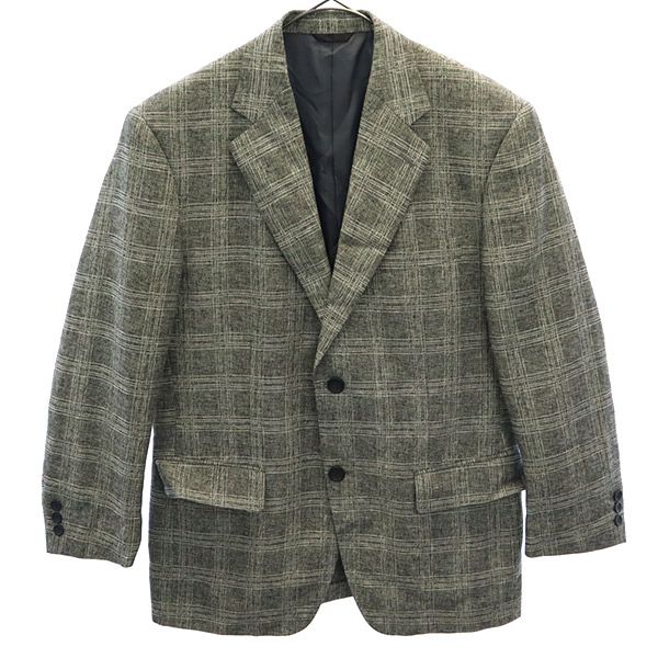 Durban ダーバン 日本製 チェック リネン ウールブレンド テーラードジャケット グレー系 メンズ