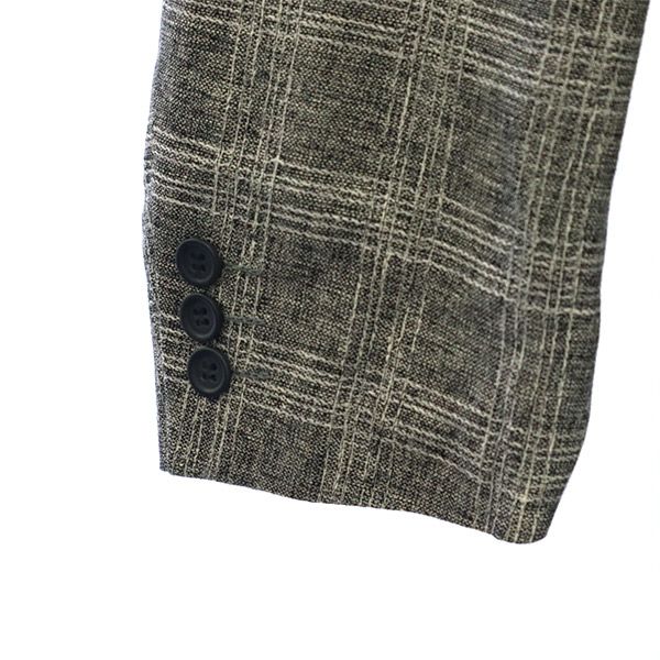 Durban ダーバン 日本製 チェック リネン ウールブレンド テーラードジャケット グレー系 メンズ