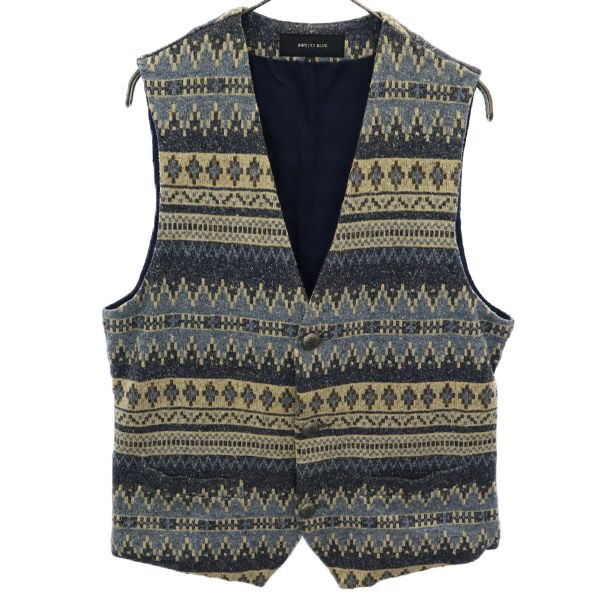 シップスジェットブルー 総柄 ニットベスト S ブルー系 SHIPS JET BLUE メンズ