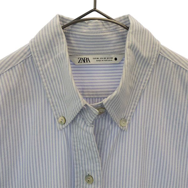 ザラ ストライプ 長袖 ボタンダウンシャツ XS ZARA レディース