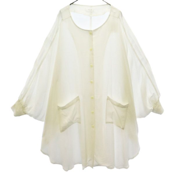 未使用 Agawd アガウド 長袖 ノーカラー シャツ M ホワイト オーバーシルエット レディース