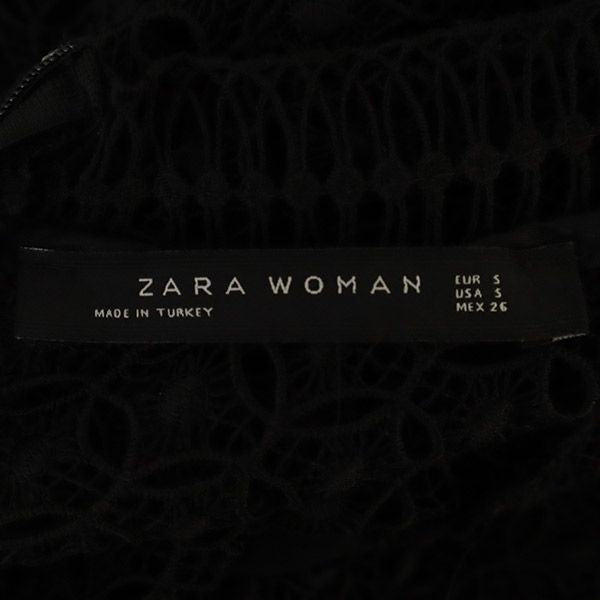 ザラウーマン レース 半袖 ミニワンピース S ブラック ZARA WOMAN レディース