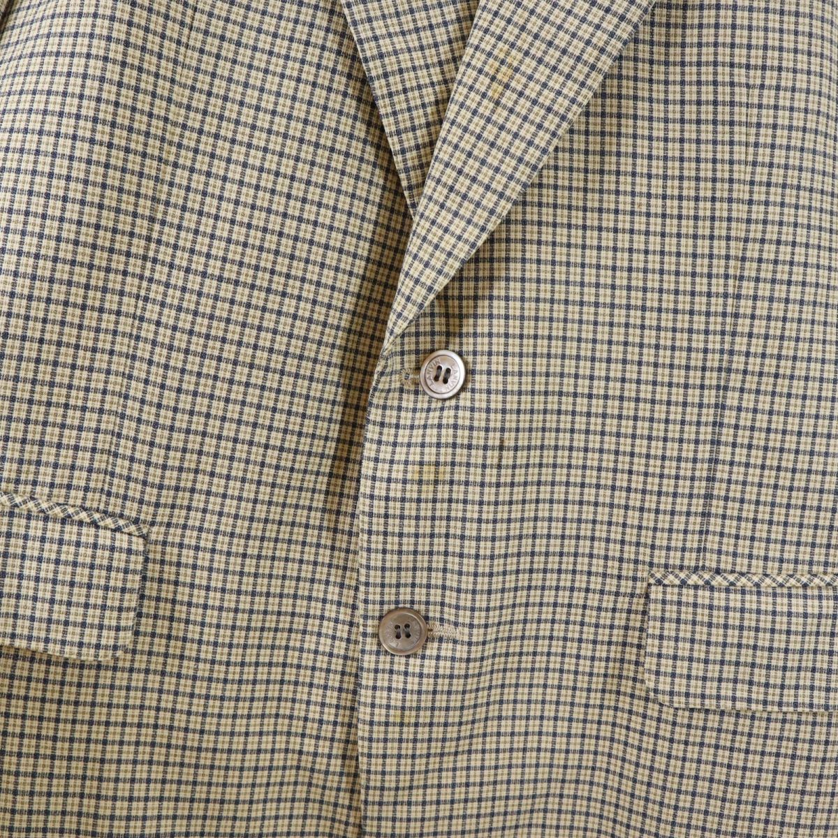 LANVIN ランバン チェック柄 長袖 テーラードジャケット R46-44 ベージュ系 メンズ